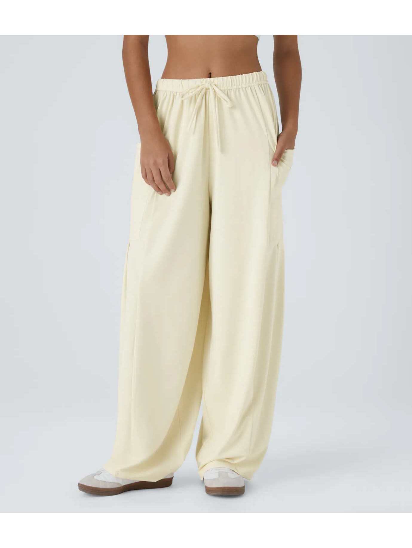 Halara Mid Rise Elastic Waistband Palazzo Flowy Wide Leg Baggy Pants Size Large